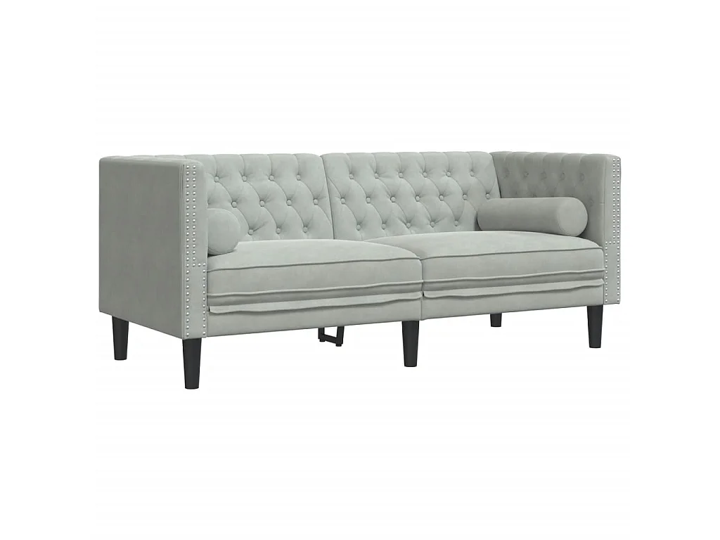 Tweezitsbank Chesterfield-stijl en bolsters fluweel lichtgrijs