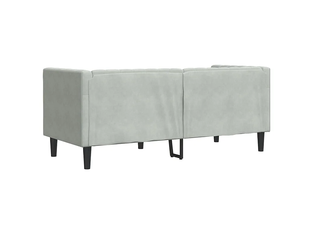 Chesterfield-Sofa mit Nackenrollen 2-Sitzer Hellgrau Samt