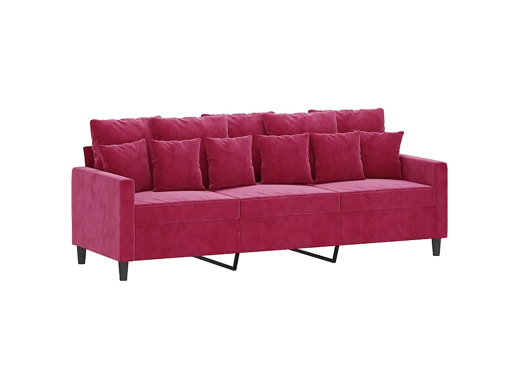 Canapé à 3 places Rouge bordeaux 180 cm Velours