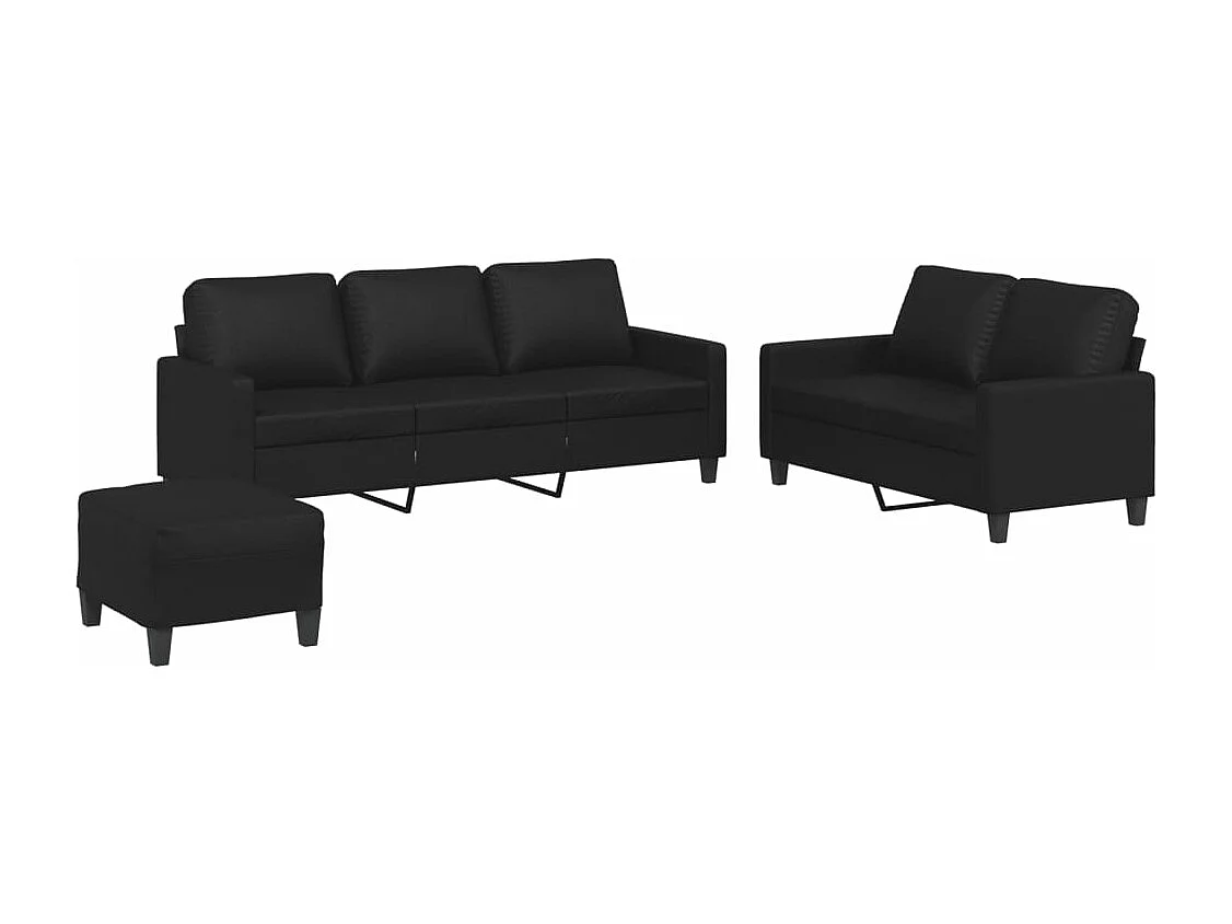 Ensemble de canapés 3 pcs avec coussins Noir Similicuir