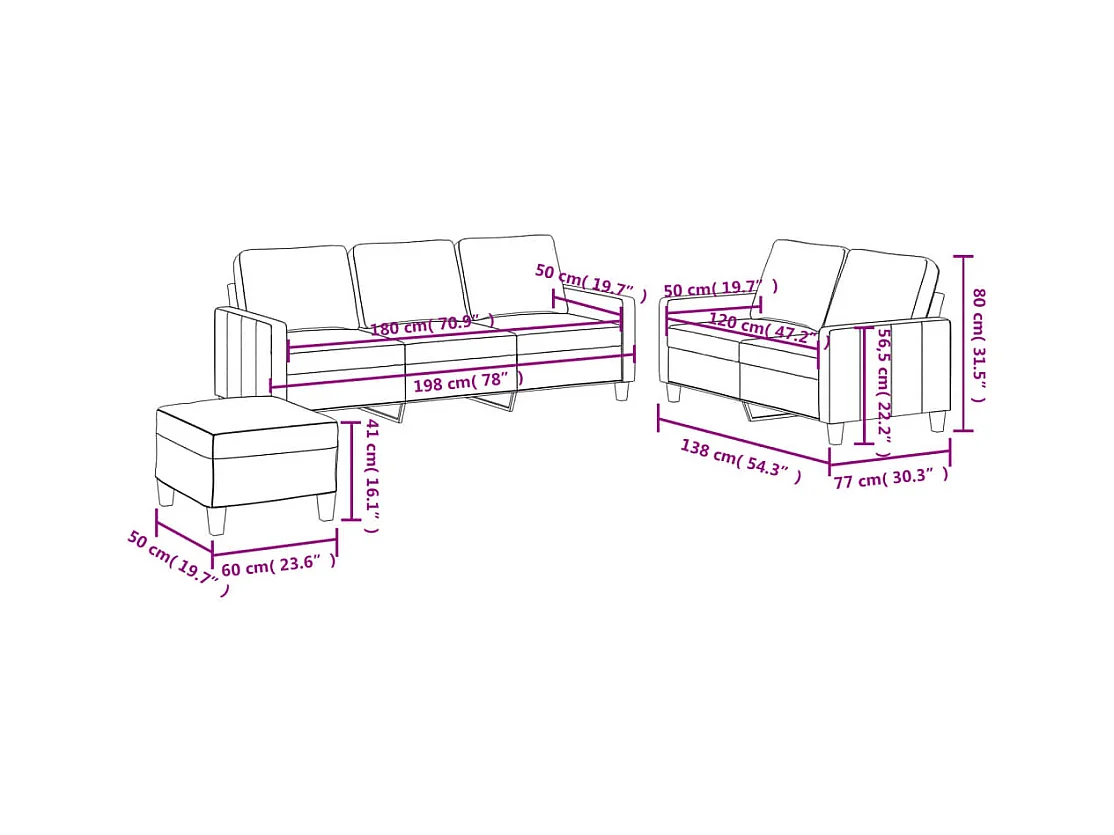 Ensemble de canapés 3 pcs avec coussins Noir Similicuir