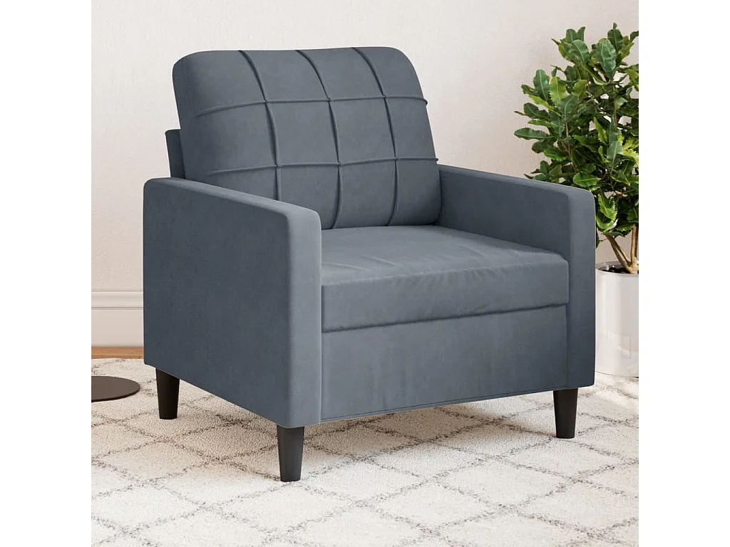 Fauteuil 60 cm fluweel donkergrijs
