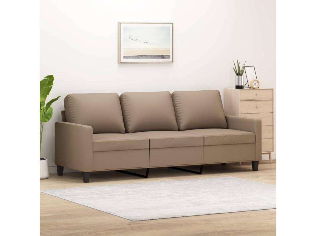 Kanapa 3-osobowa Cappuccino Z Prawdziwej Skóry 180 cm Nowoczesna i Wygodna