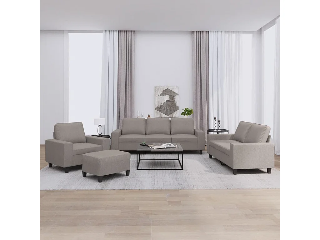 4-tlg. Sofagarnitur Taupe Stoff