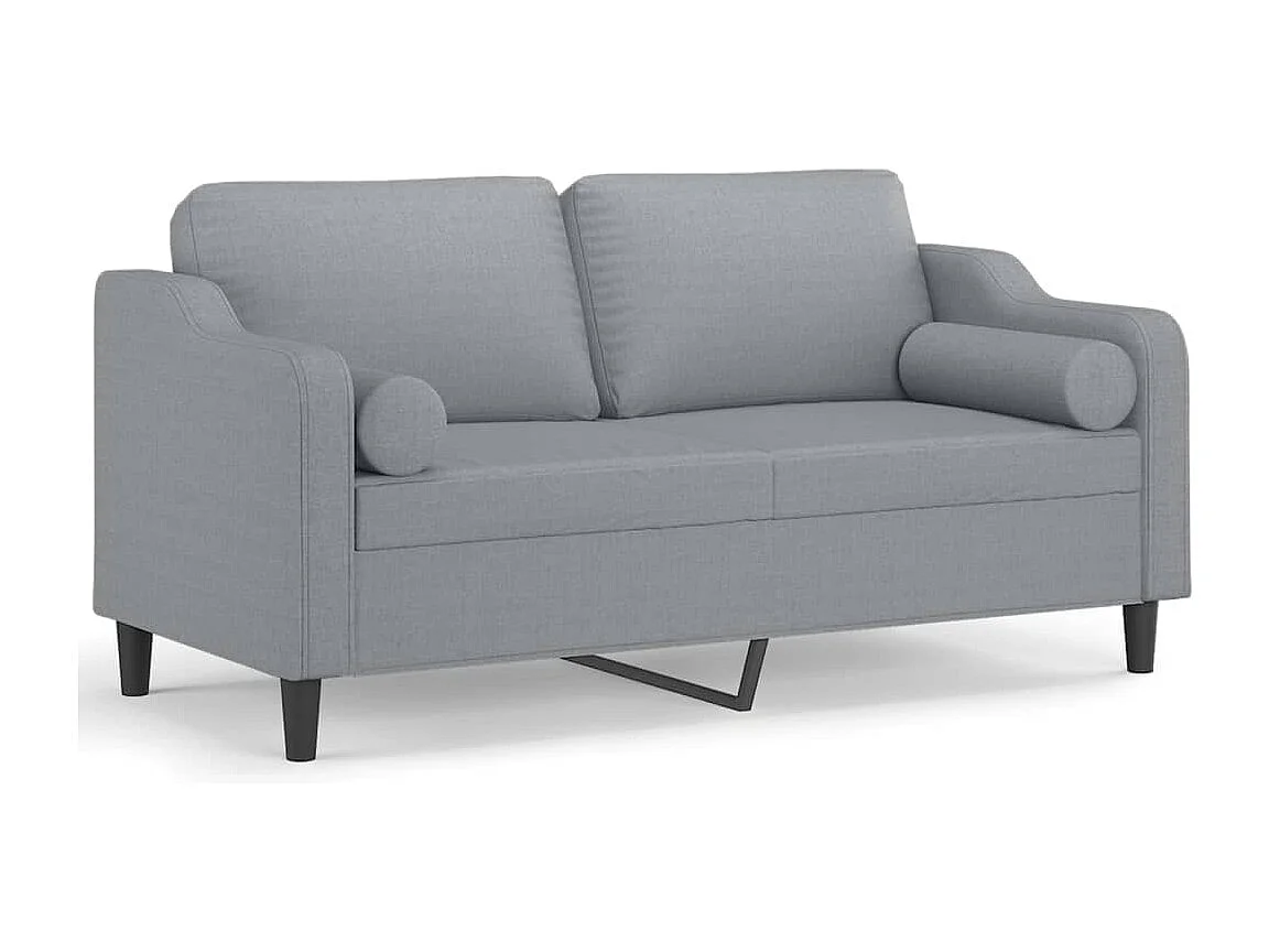 Tweezitsbank met sierkussens 140 cm stof lichtgrijs