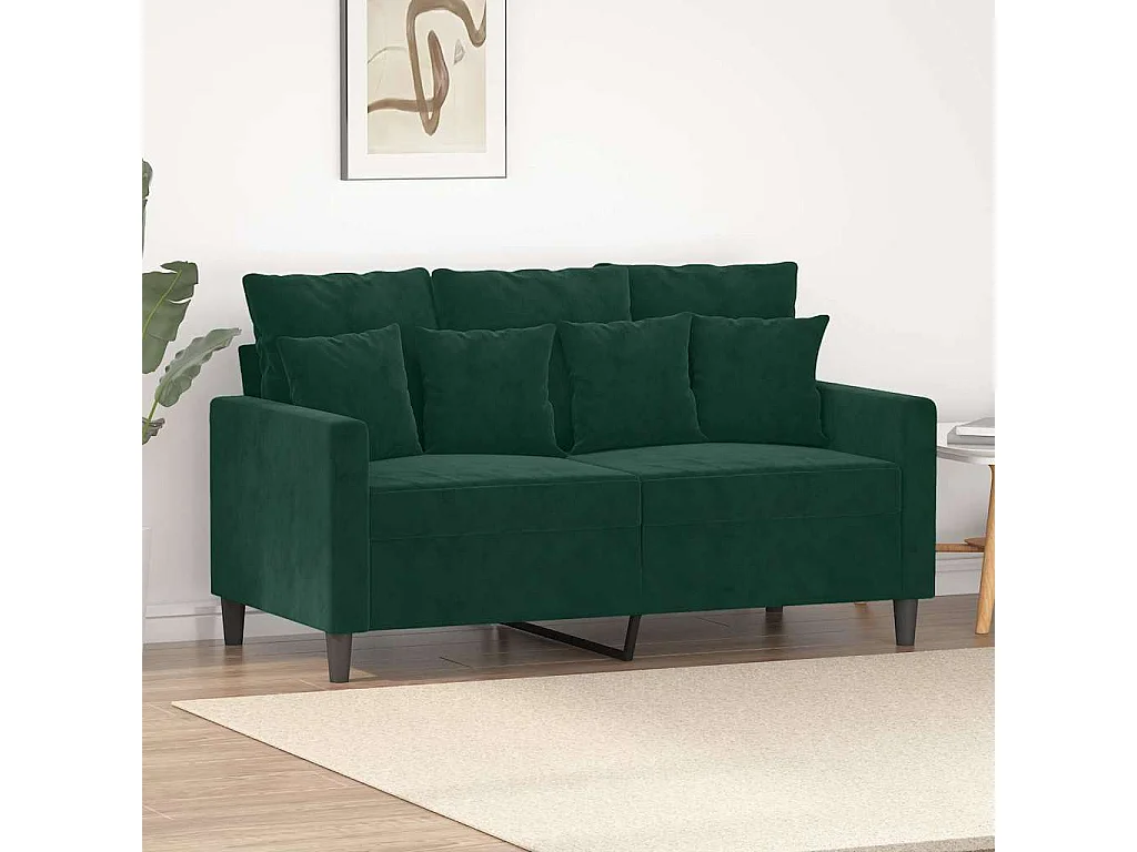 Divano a 2 Posti Verde Scuro 120 cm in Velluto