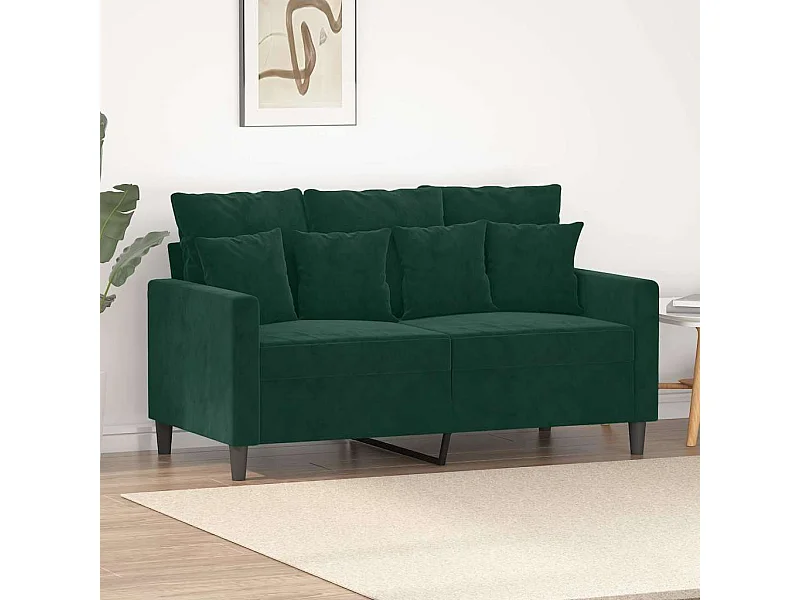 Sofá de 2 plazas de terciopelo verde oscuro 120 cm