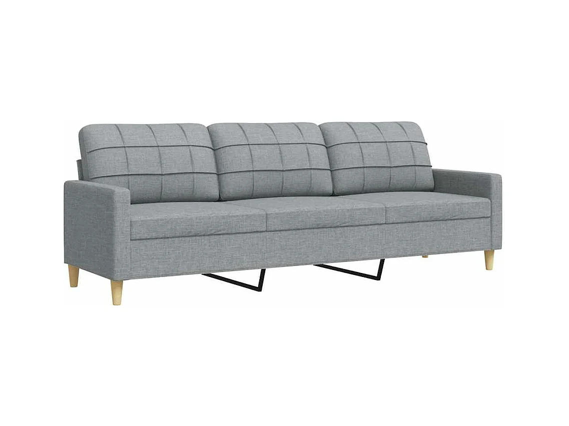 Driezitsbank 210 cm stof lichtgrijs