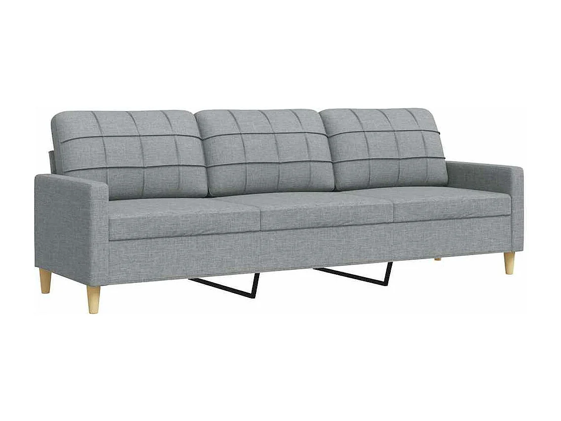 Driezitsbank 210 cm stof lichtgrijs