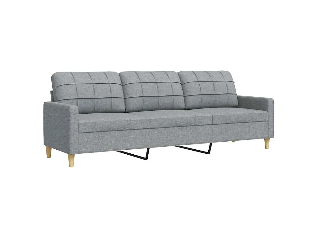 Driezitsbank 210 cm stof lichtgrijs