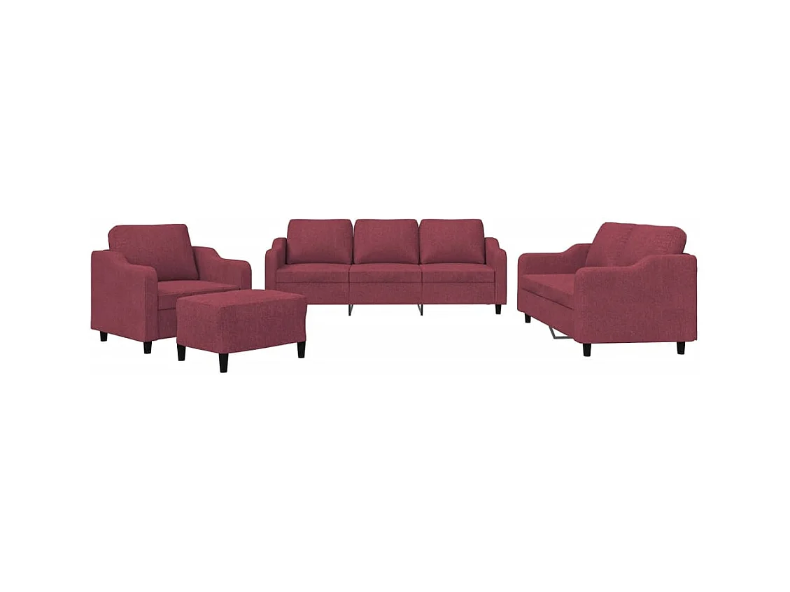 Ensemble de canapés 4 pcs avec coussins Rouge bordeaux Tissu