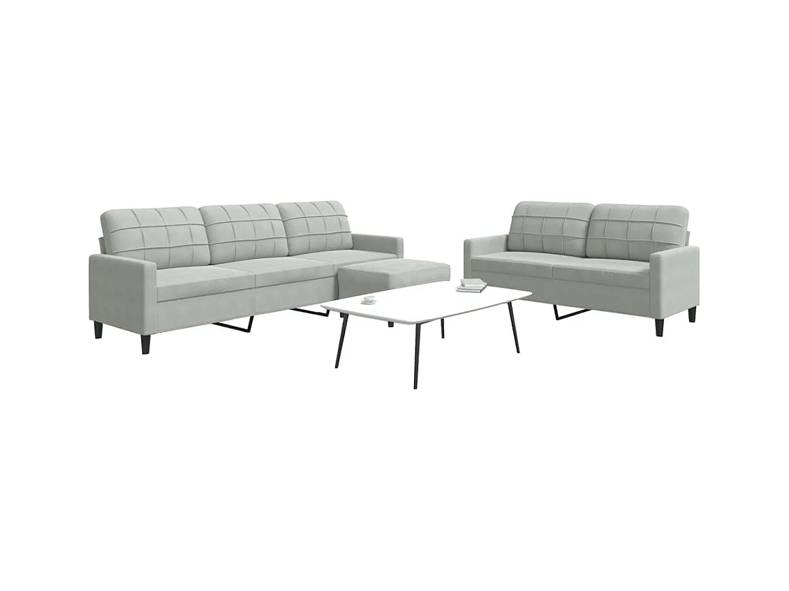 Ensemble de canapés 3 pcs avec coussins Gris clair Velours