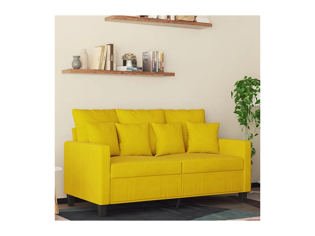 Canapé à 2 places Jaune 120 cm Velours