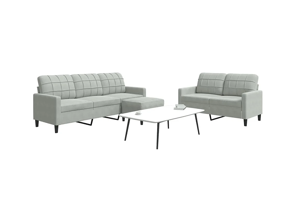 Ensemble de canapés 3 pcs avec coussins Gris clair Velours