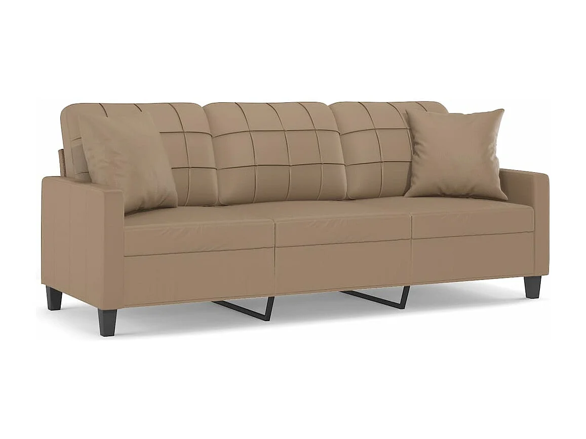 Canapé 3 places avec oreillers cappuccino 180 cm similicuir
