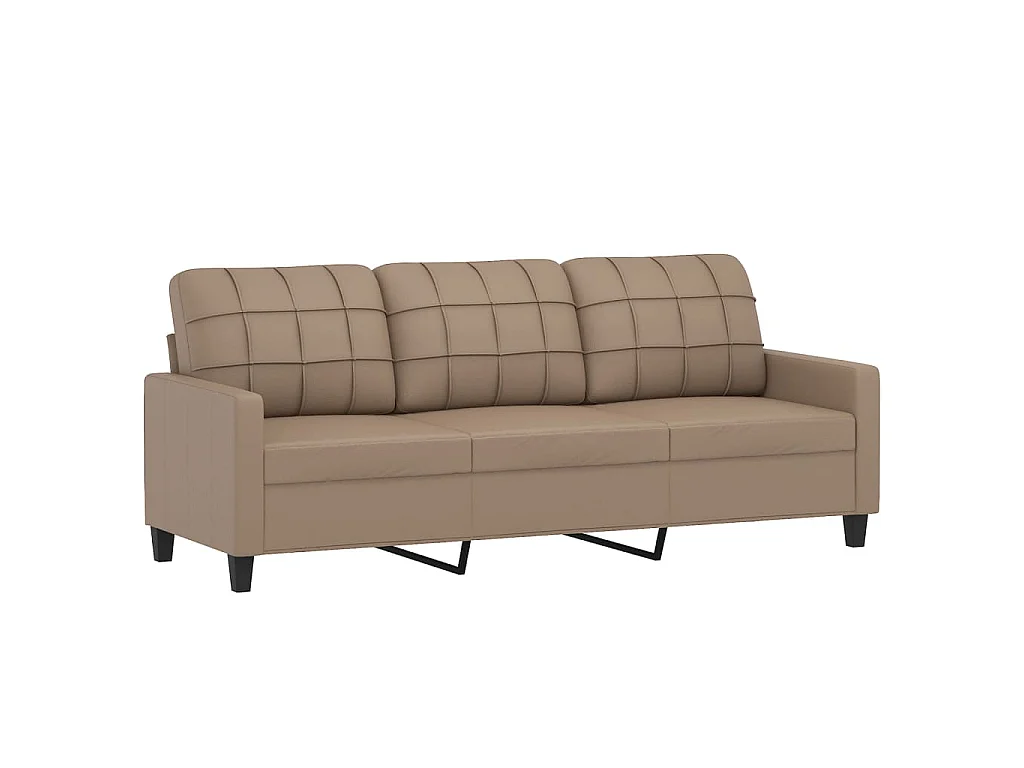 Canapé 3 places avec oreillers cappuccino 180 cm similicuir