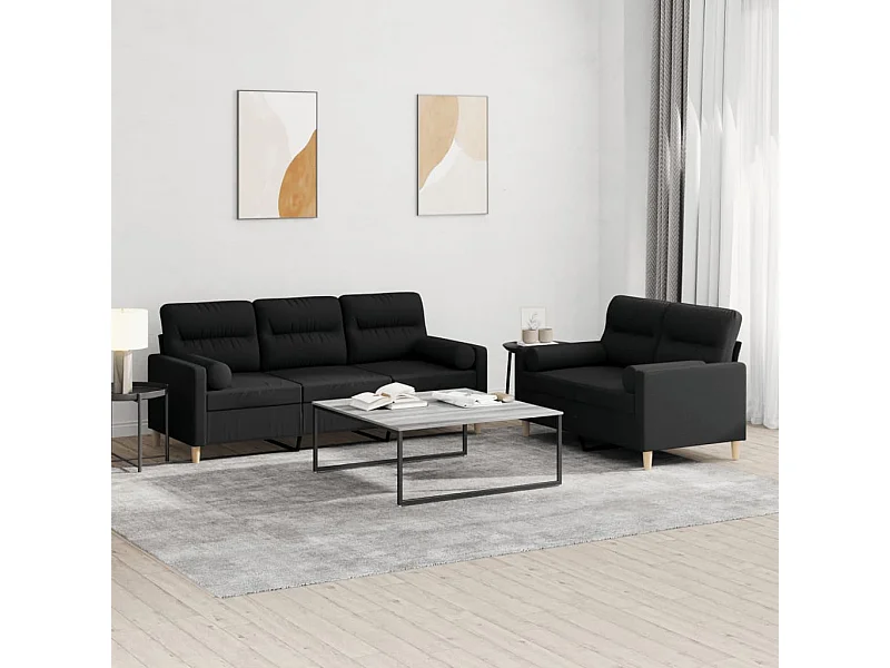 2-delige Loungeset met kussens stof zwart