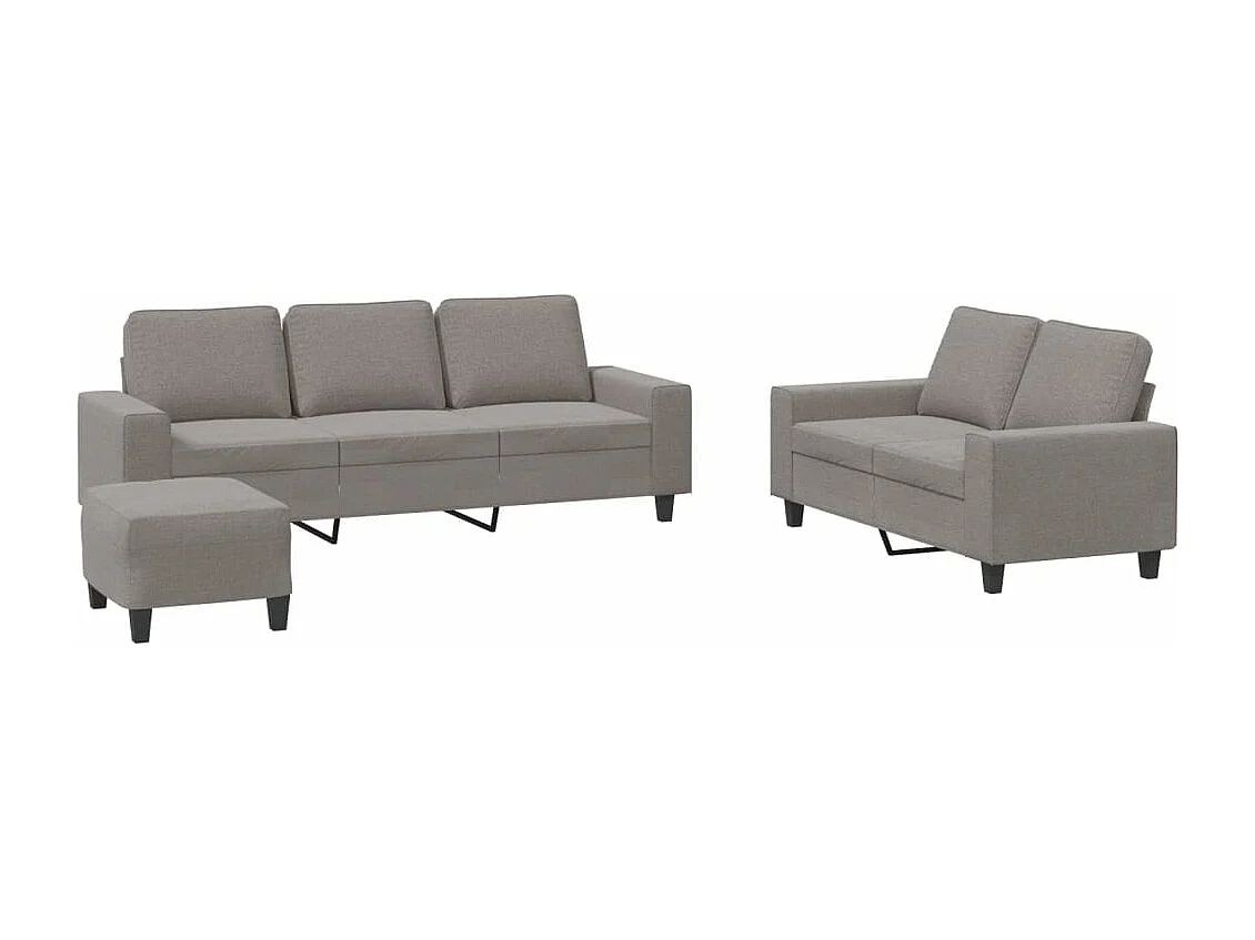 3-tlg. Sofagarnitur Taupe Stoff