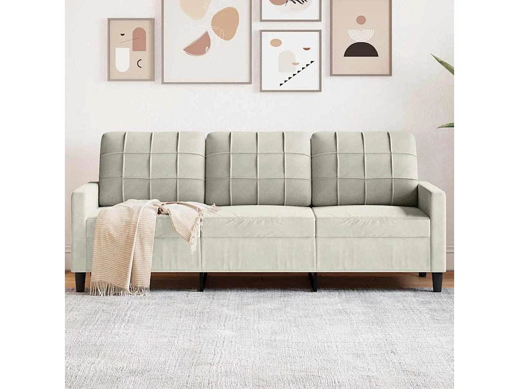 Canapé à 3 places Crème 180 cm Velours