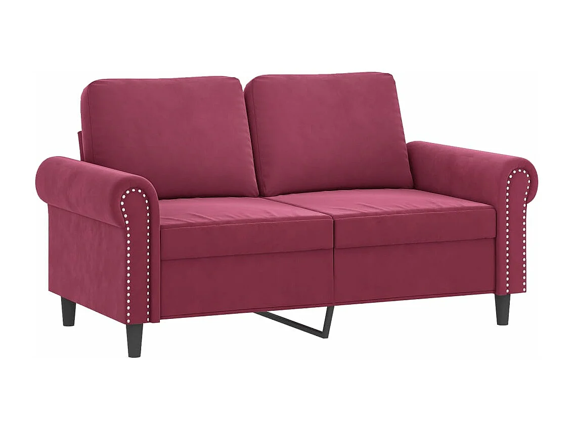 Sofá de 2 plazas con cojines terciopelo rojo tinto 120 cm