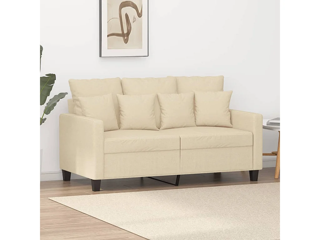 Sofá de 2 plazas de tela color crema 120 cm