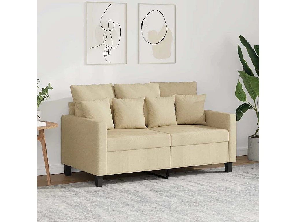 Canapé à 2 places Crème 120 cm Tissu