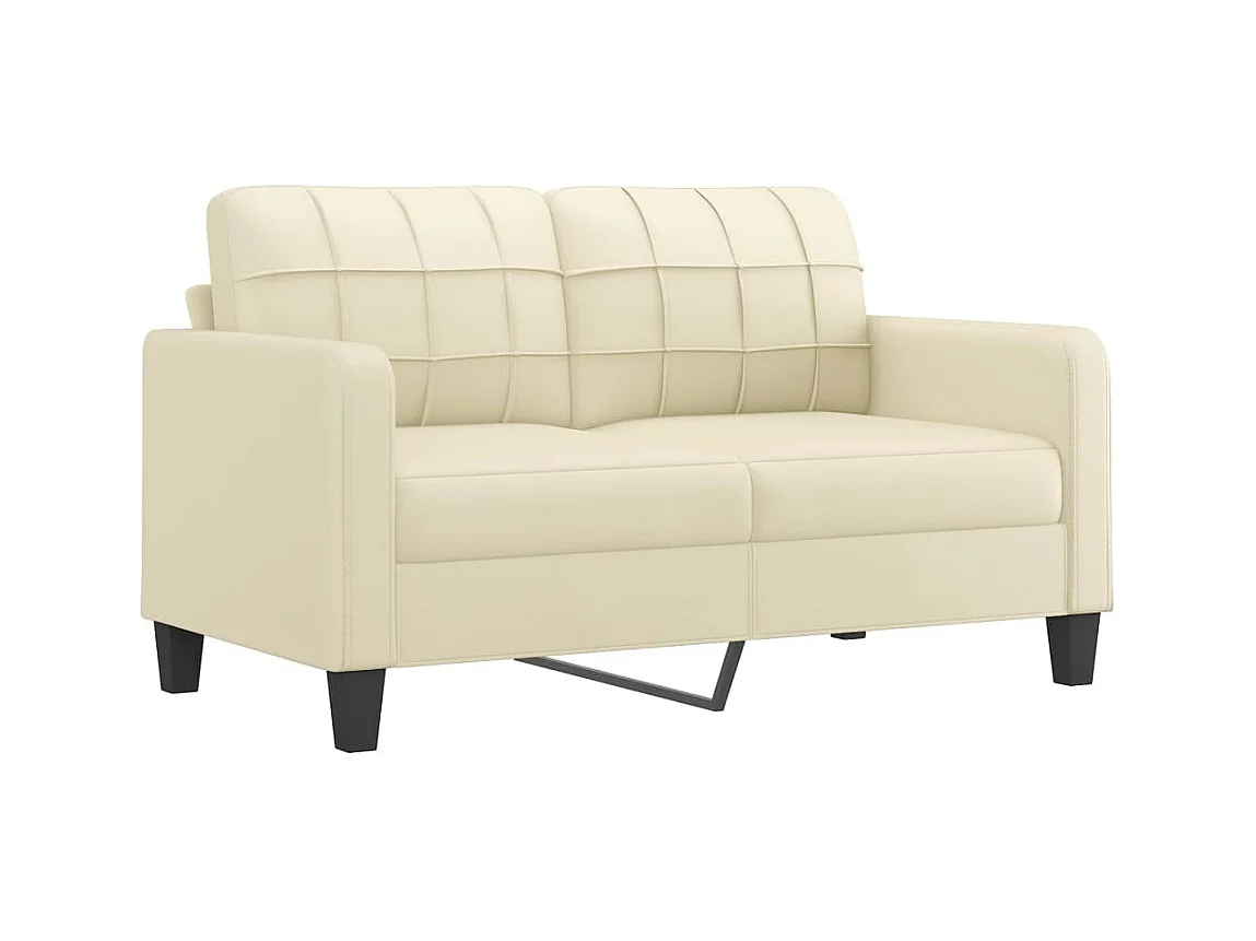 2-Sitzer-Sofa mit Zierkissen Creme 140 cm Kunstleder