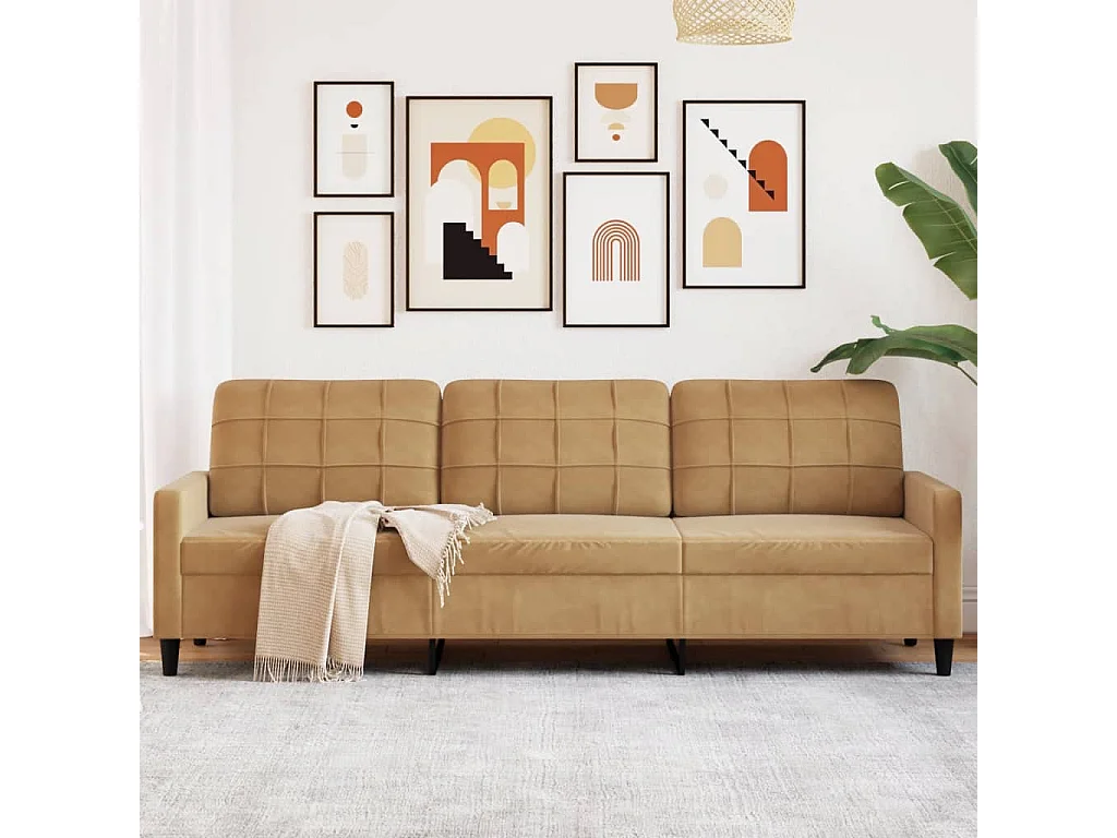 3-Sitzer-Sofa Braun 210 cm Samt