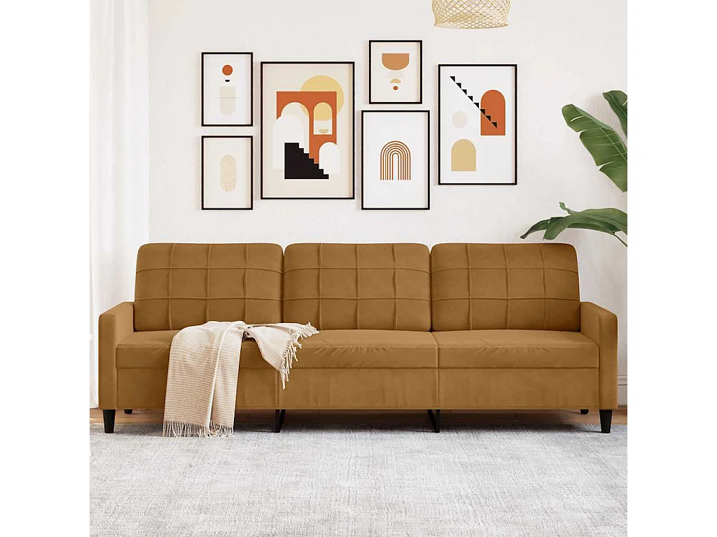 Canapé à 3 places Marron 210 cm Velours