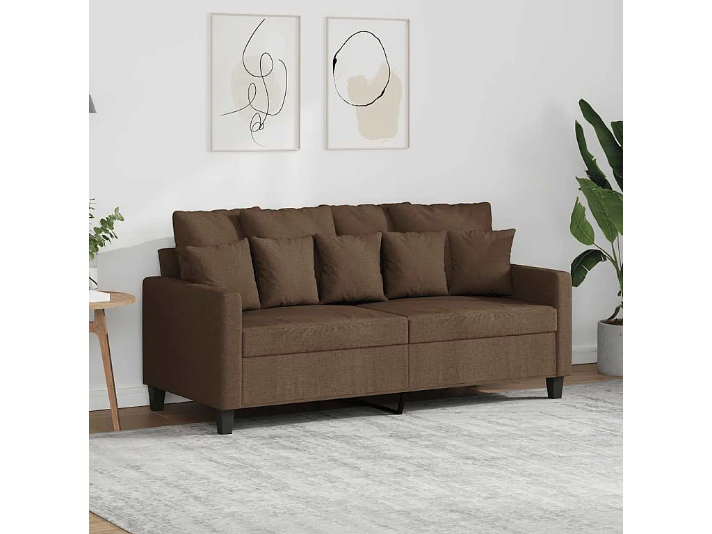 Sofá de 2 plazas de tela marrón 140 cm