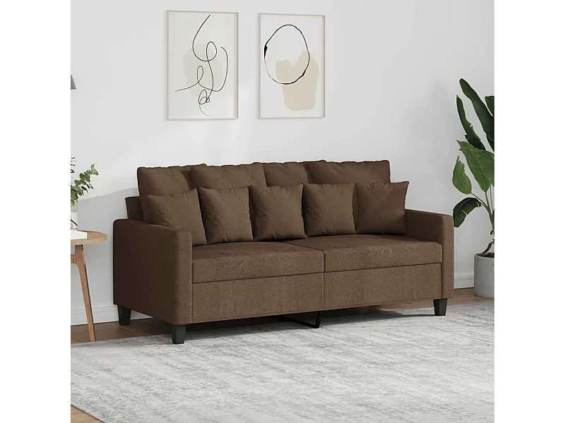 Canapé à 2 places Marron 140 cm Tissu