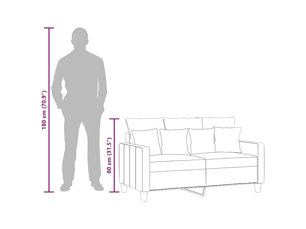 Canapé à 2 places Rouge bordeaux 120 cm Tissu