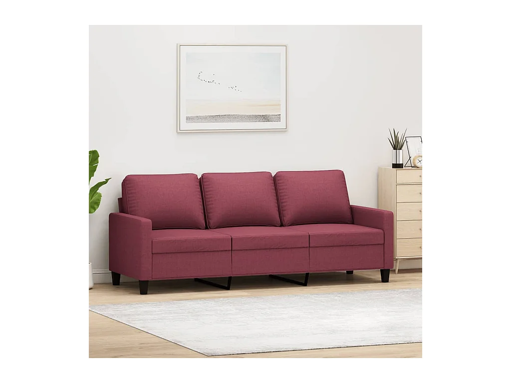 Canapé à 3 places Rouge bordeaux 180 cm Tissu