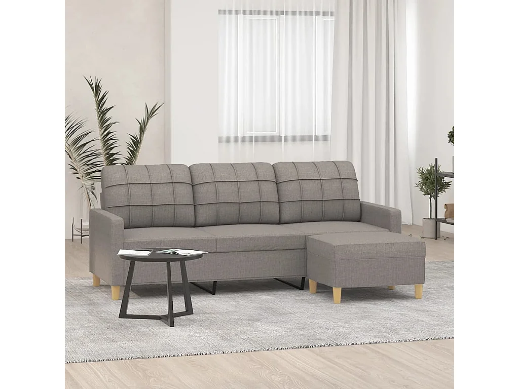 3-Sitzer-Sofa mit Hocker Taupe 180 cm Stoff