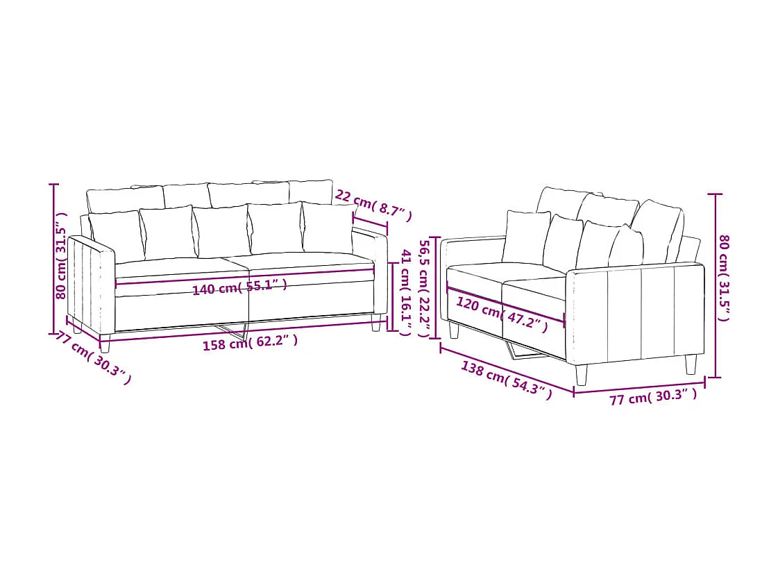 2-delige Loungeset met kussens fluweel geel