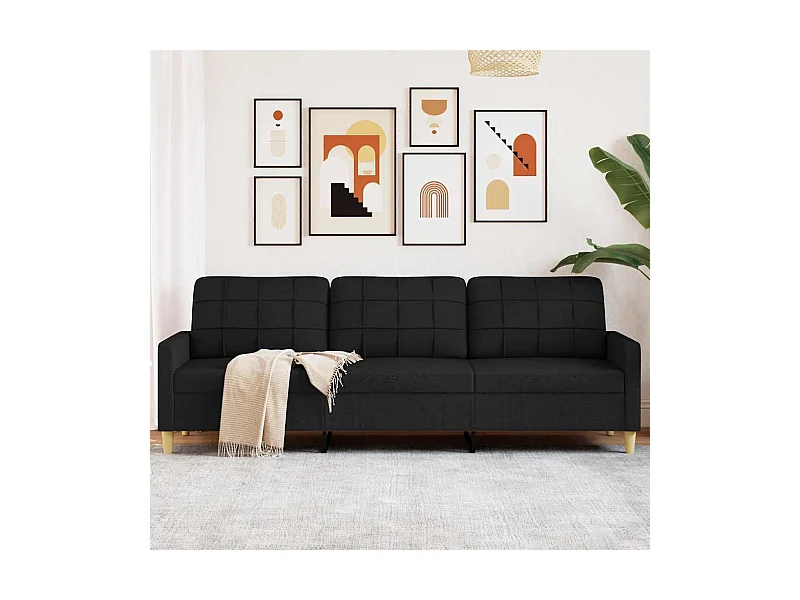3-Sitzer-Sofa Schwarz 210 cm Stoff