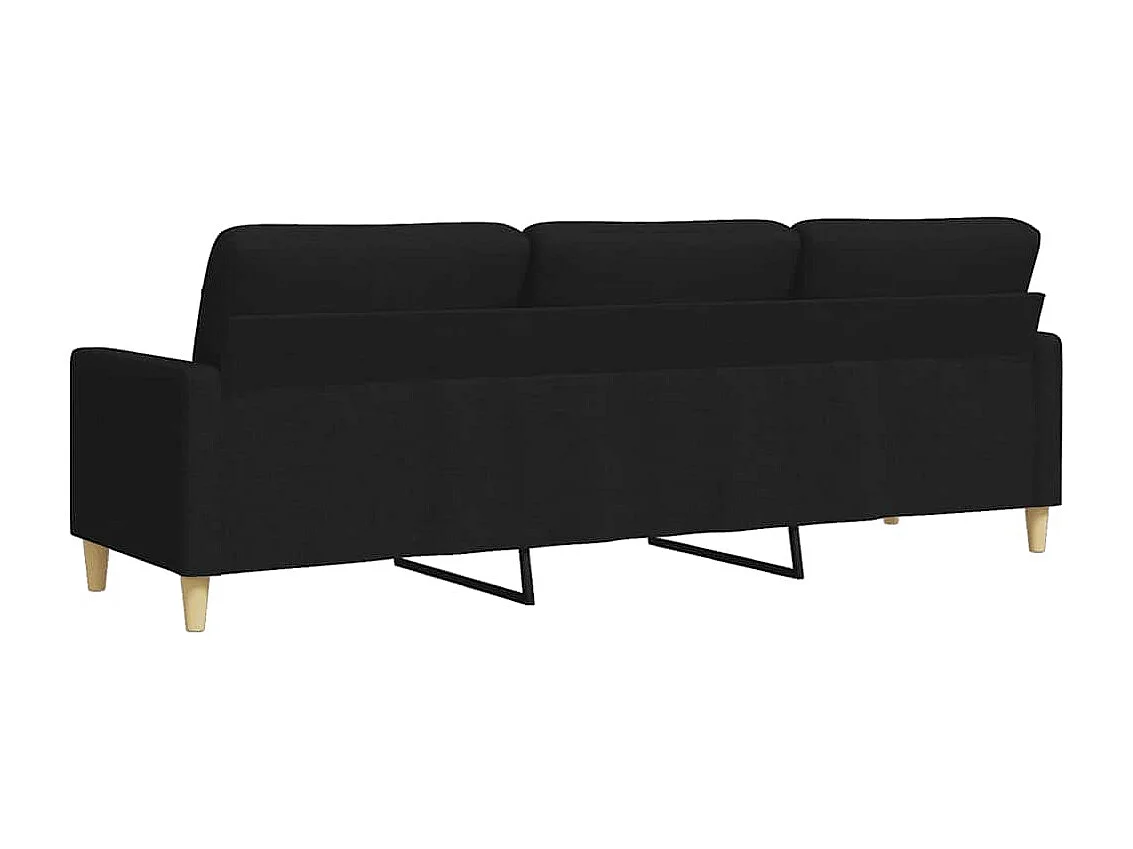 Divano a 3 Posti Nero 210 cm in Tessuto