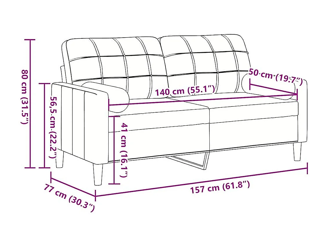 Canapé 2 places avec oreillers vert foncé 140 cm velours