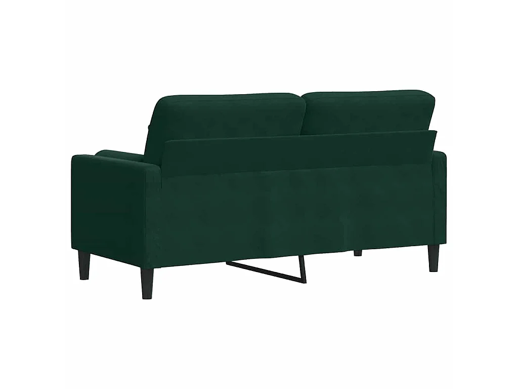Divano a 2 Posti con Cuscini Verde Scuro 140 cm in Velluto