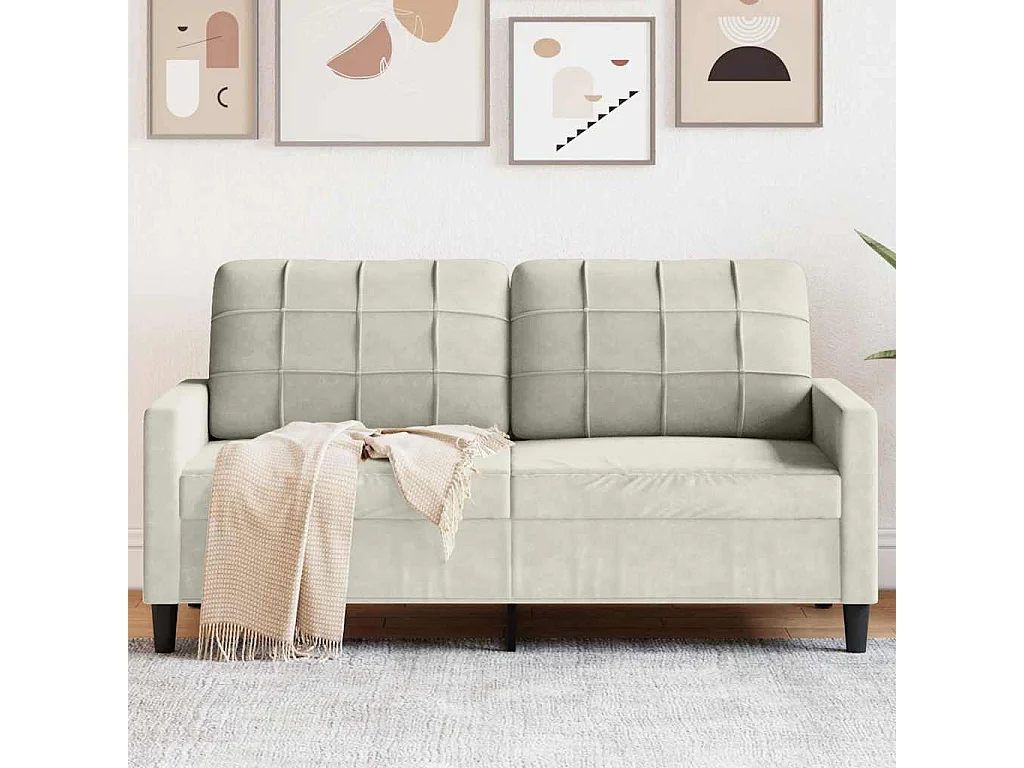 Canapé à 2 places Crème 140 cm Velours