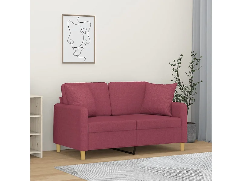 Sofá 2 lug. + almofadas decorativas 120cm tecido vermelho tinto
