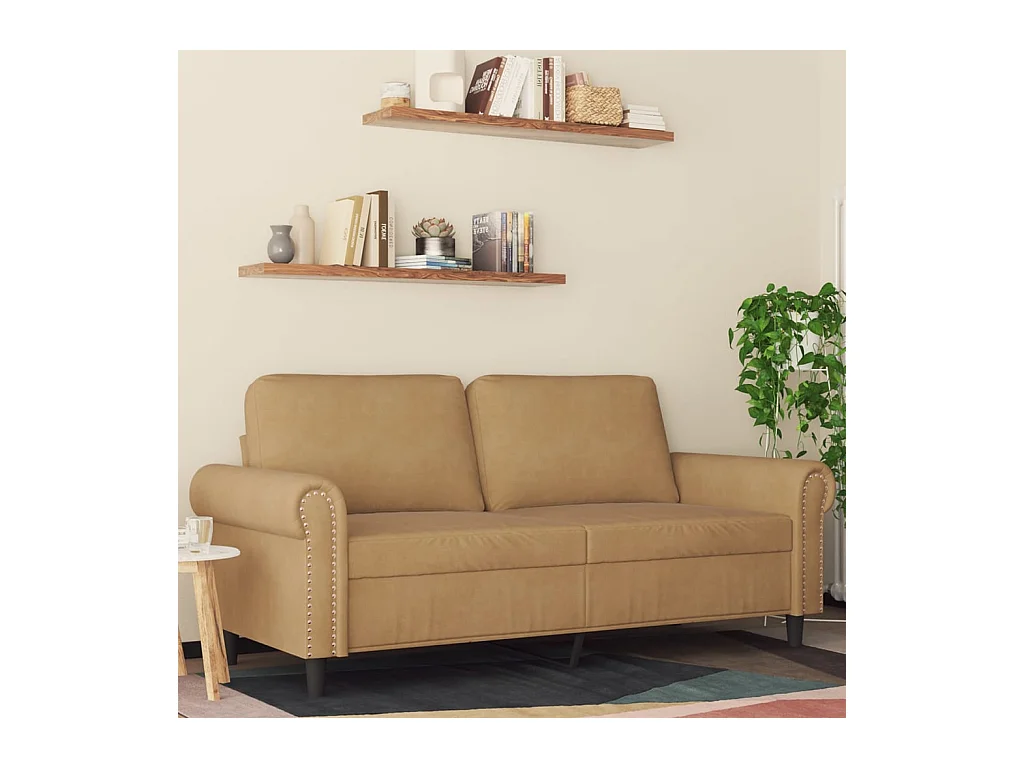 Canapé à 2 places Marron 140 cm Velours