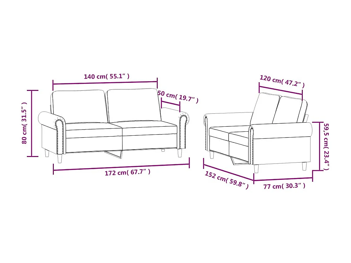 2-delige Loungeset met kussens fluweel geel