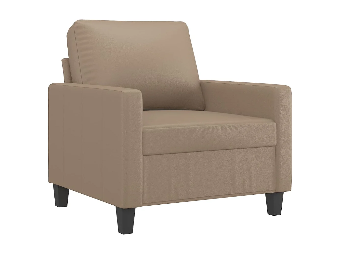 Fauteuil met voetenbank 60 cm kunstleer cappuccinokleurig