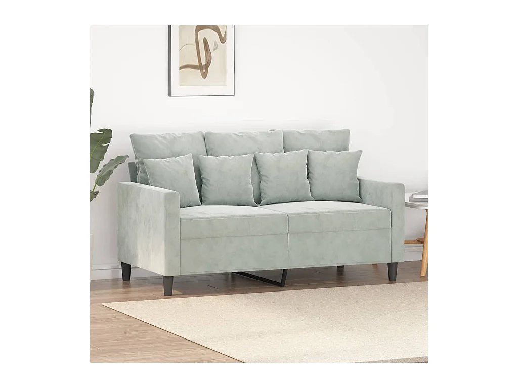 Canapé à 2 places Gris clair 120 cm Velours