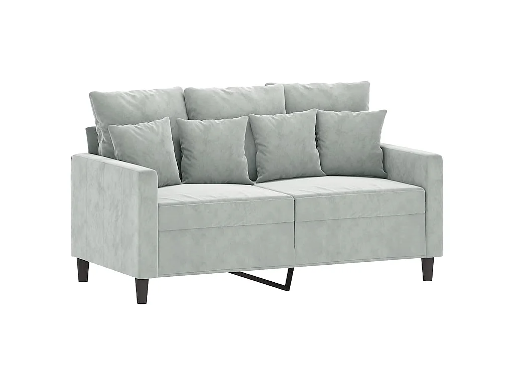 Canapé à 2 places Gris clair 120 cm Velours