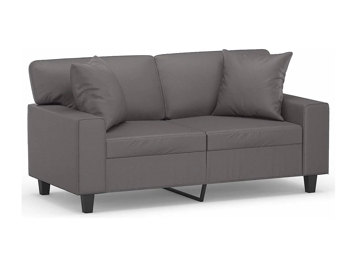 2-Sitzer-Sofa mit Zierkissen Grau 120 cm Kunstleder