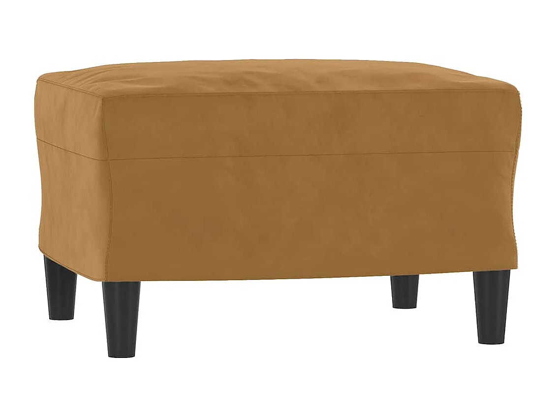 Driezitsbank met voetenbank 180 cm fluweel bruin