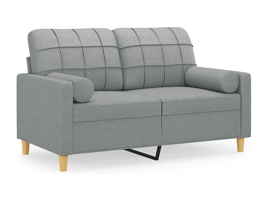 Canapé 2 places avec oreillers gris clair 120 cm tissu