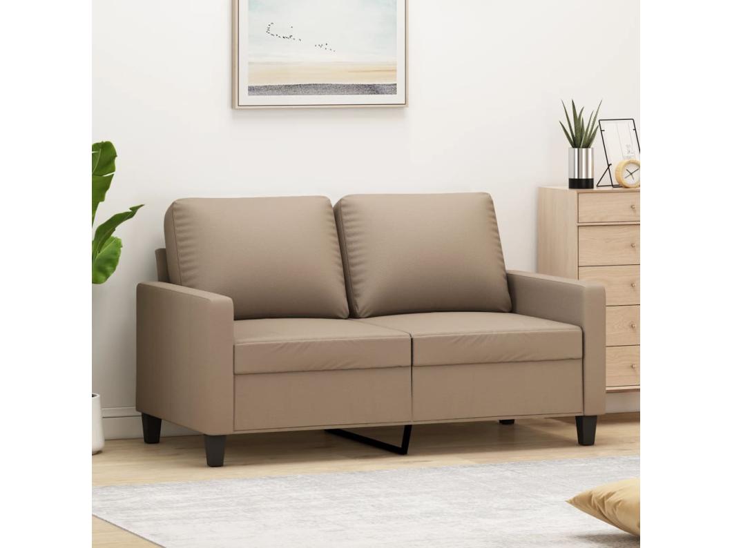 Sofa 2-osobowa Cappuccino Z Pobielaną Skórą 120 cm Nowoczesna i Wygodna